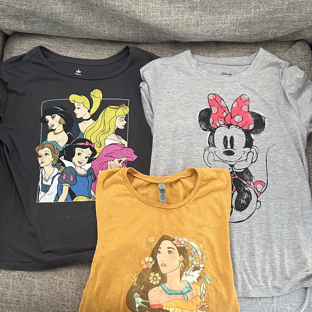 Disney Princess and Minnie Mouse T-Shirt Trio - Black, Gray, Mustard